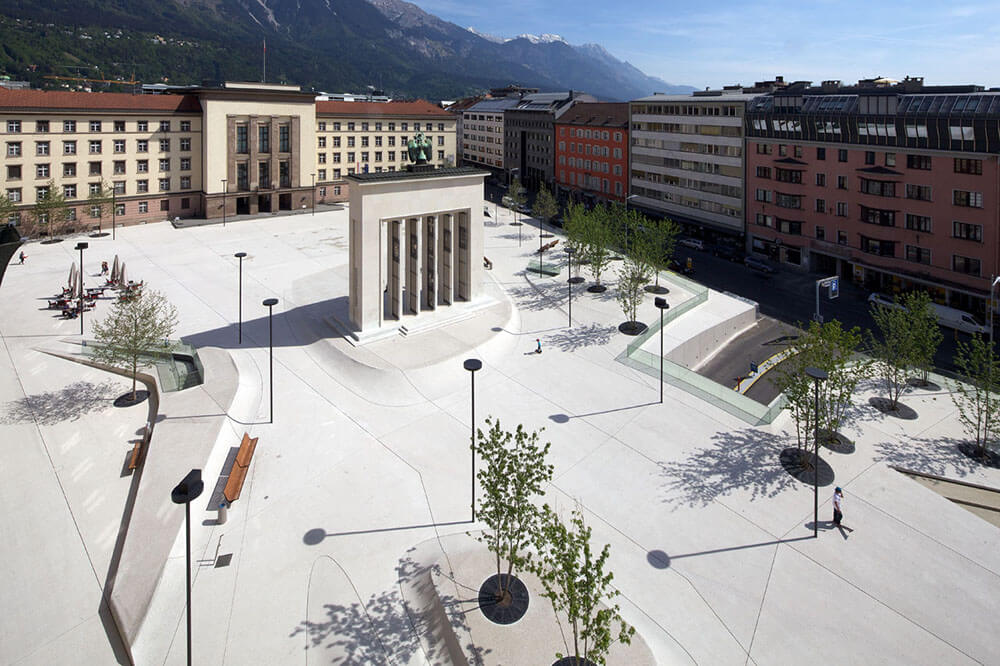 Eduard-Wallnöfer-Platz (Landhausplatz), Innsbruck, Austria, LAAC Architekten, Stiefel & Company Architects