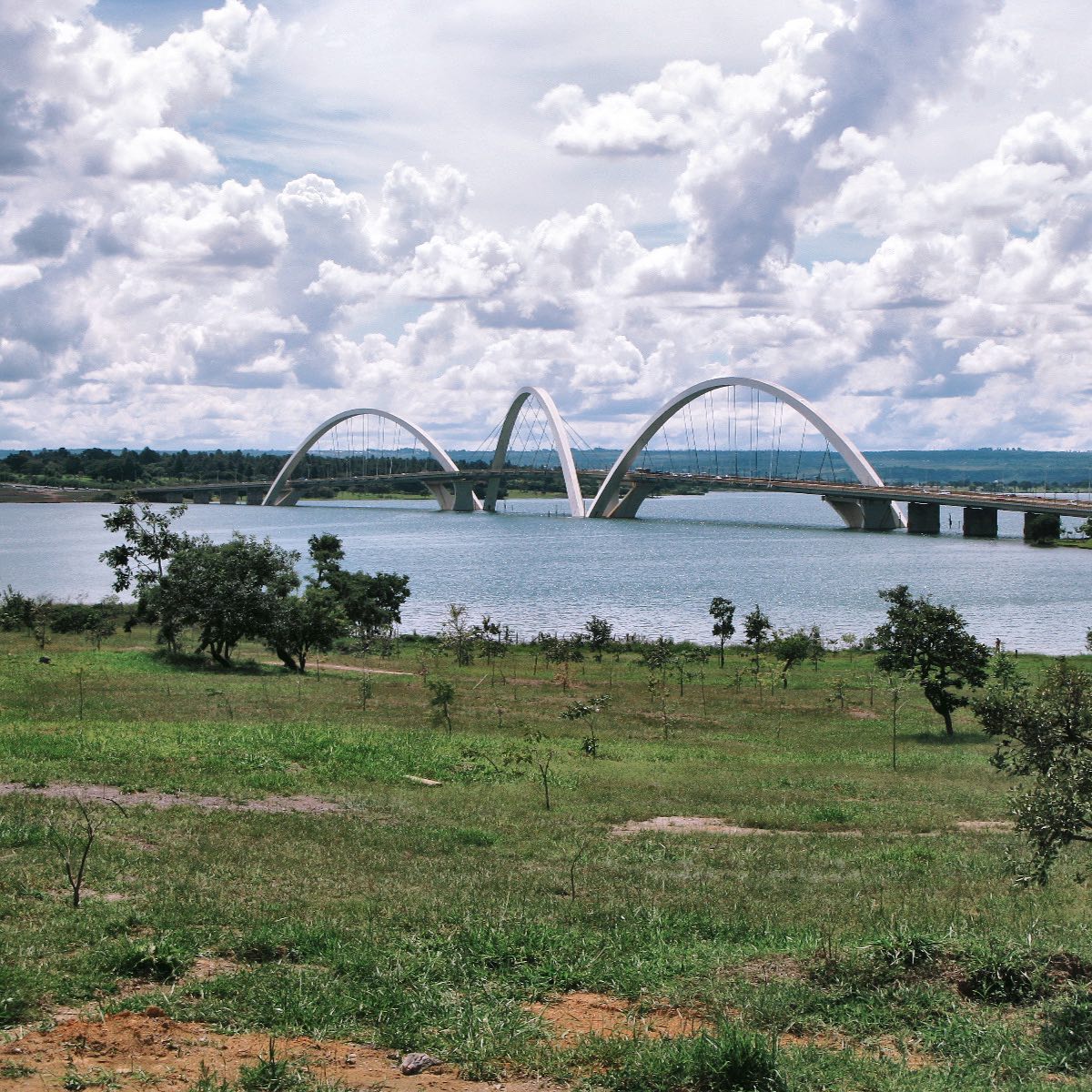 Juscelino Kubitschek Bridge is a steel and concrete arch bridge across Lake Paranoá in Brasília, Brazil. It connects the eastern shore of the lake – where Lago Sul, Paranoá and Brasília International Airport are located – to Brasília's city center, via the Monumental Axis. Opened to traffic on December 15, 2002, its distinctive silhouette quickly became a Brasília landmark.
📷 @alexiosvandoros 
_
_
#brazil #brasil #juscelinokubitschek #brasilia #visitbrazil #bridgearchitecture #instaarchitecture #picoftheday
